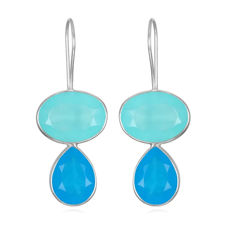 Valencia Teardrop Earring- Ocean Blues Silver sold by Amelia Rose Design