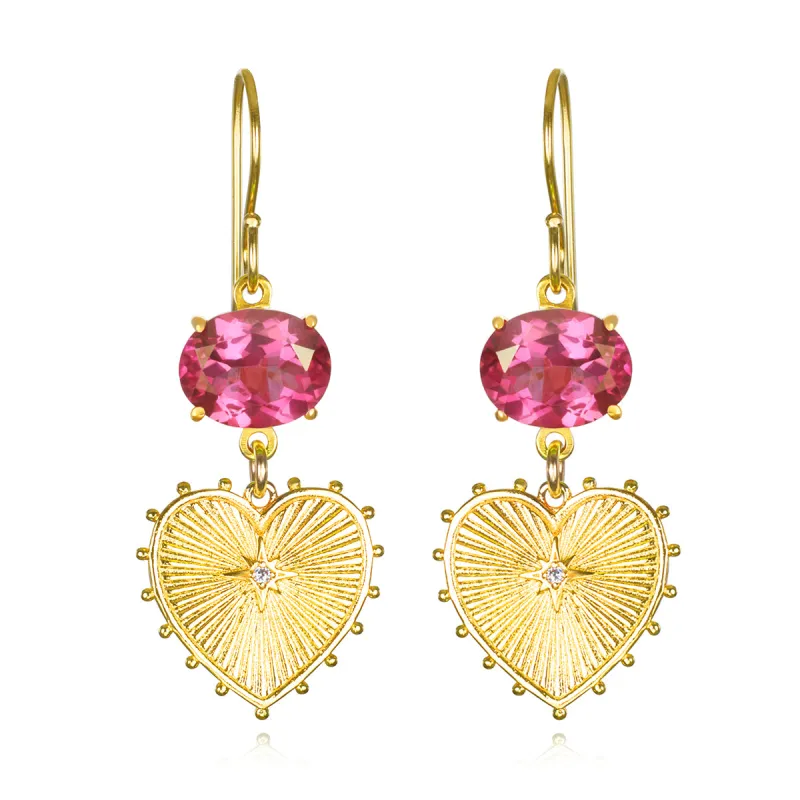 New! Beaded Heart Dangles-Pink Topaz sold by Amelia Rose Design