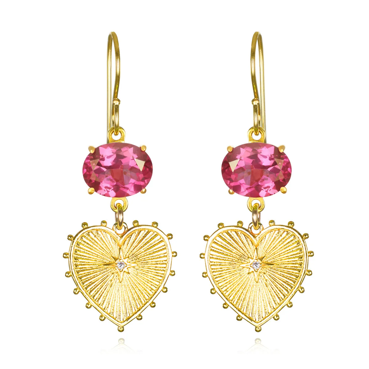 New! Beaded Heart Dangles-Pink Topaz sold by Amelia Rose Design