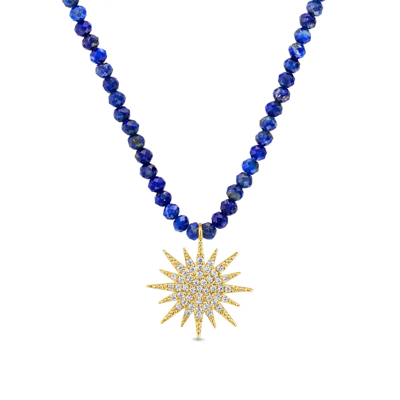 Gemstone Sunburst Necklace - Lapis sold by Amelia Rose Design