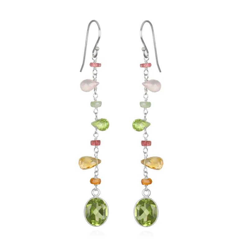 Wildflower Bezel Dangles-Peridot Silver sold by Amelia Rose Design