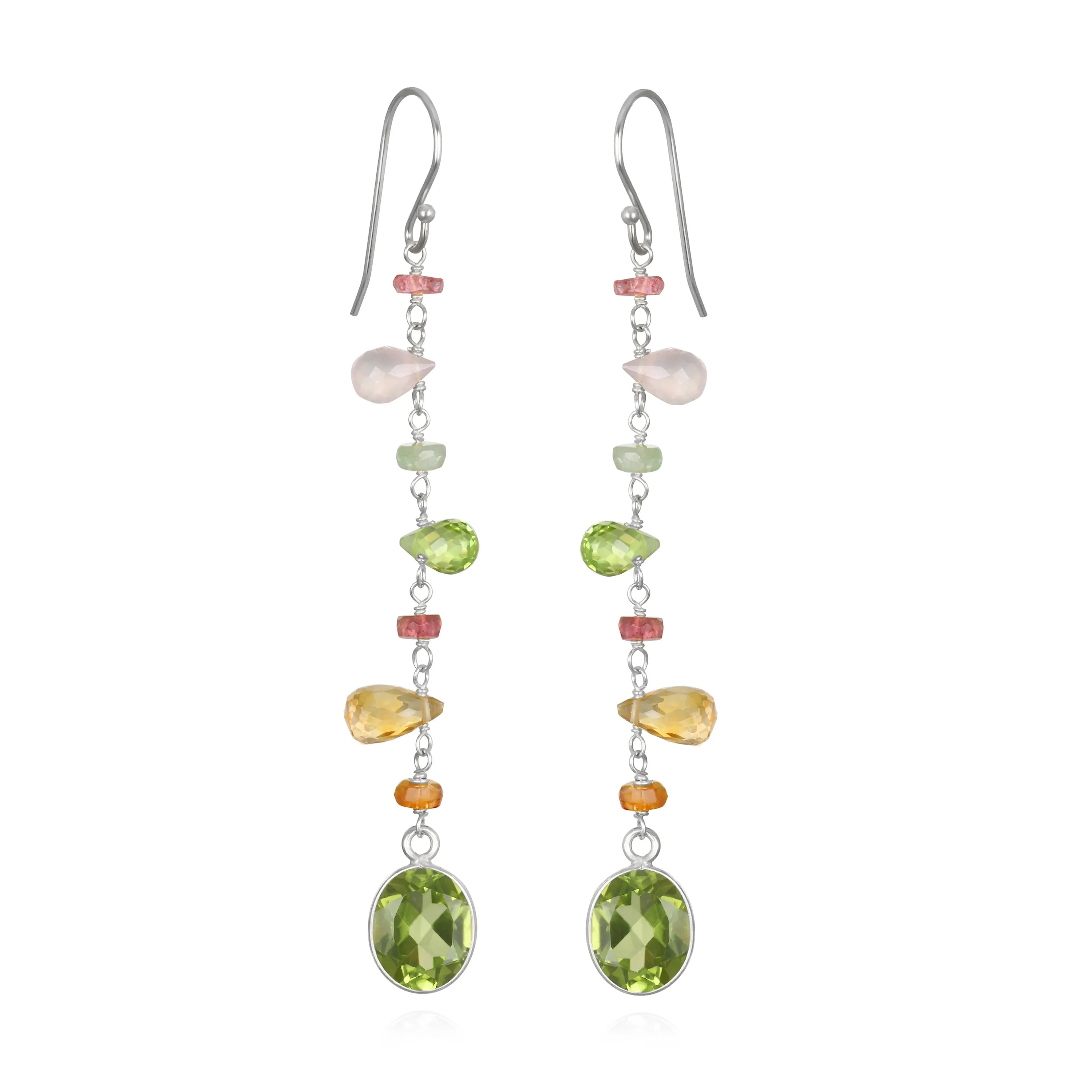 Wildflower Bezel Dangles-Peridot Silver sold by Amelia Rose Design