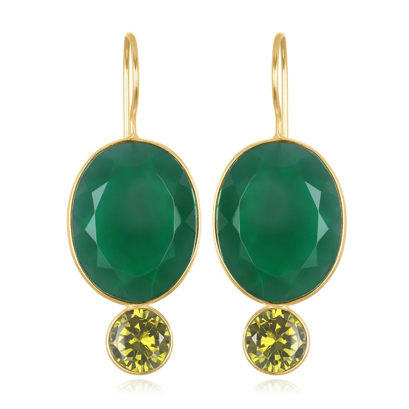 Valencia Grand Oval Earring-Olive Gold sold by Amelia Rose Design