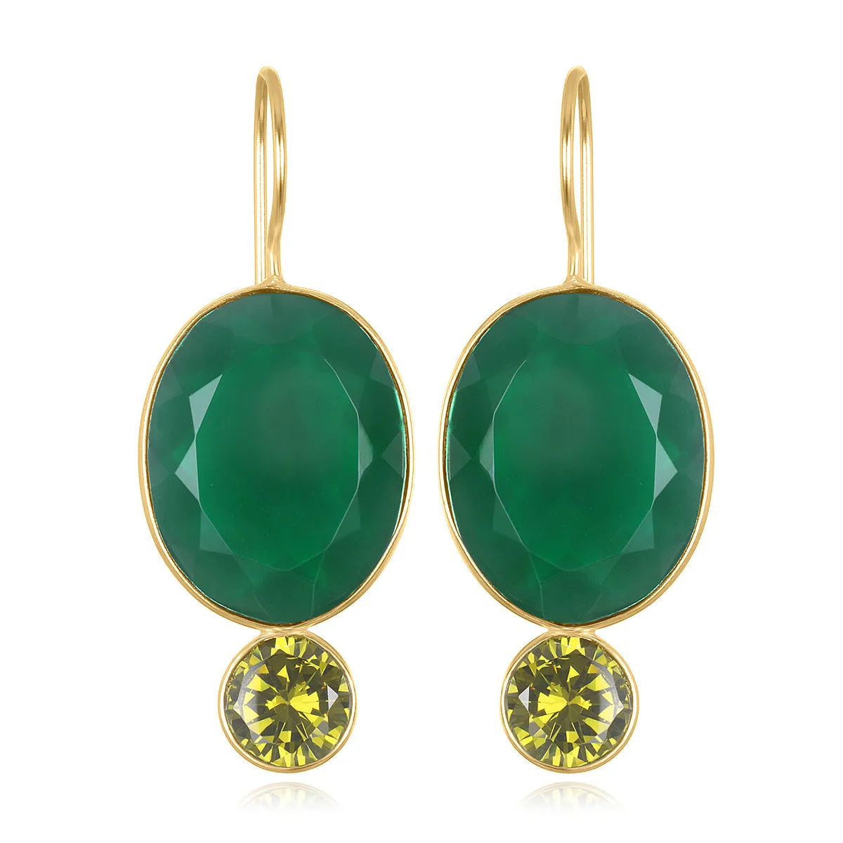 Valencia Grand Oval Earring-Olive Gold sold by Amelia Rose Design