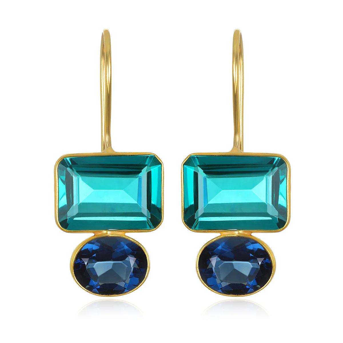 Valencia Earring-Aqua & Royal Blue Gold sold by Amelia Rose Design