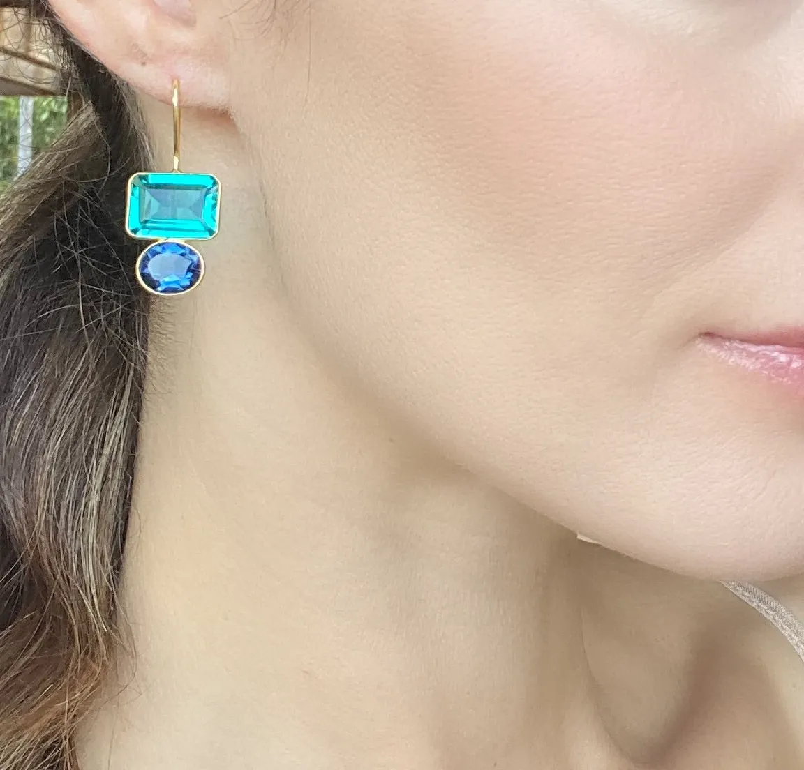 Valencia Earring-Aqua & Royal Blue Gold sold by Amelia Rose Design product image thumbnail 2