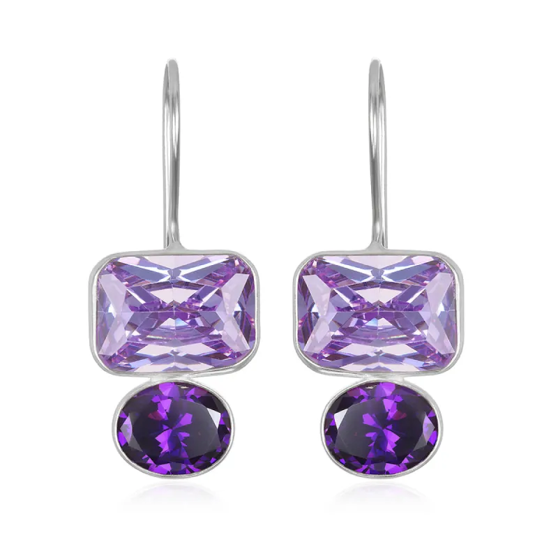 Valencia Earring-Violet Purple Silver sold by Amelia Rose Design