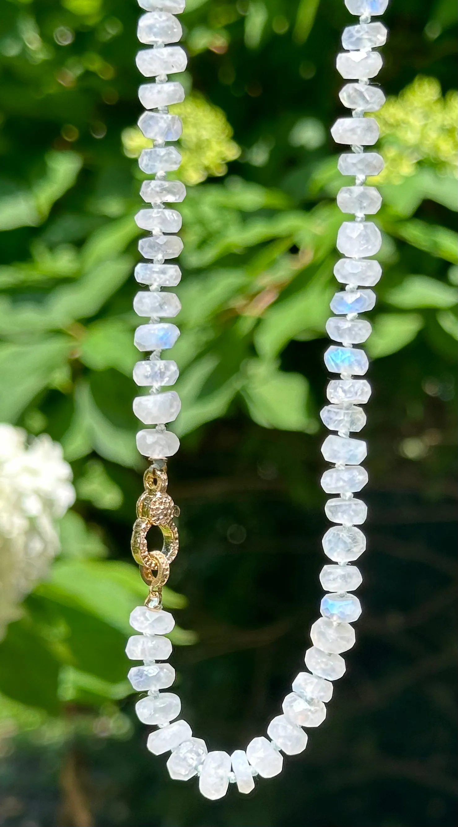 Rainbow Moonstone & Diamond Knotted Necklace-Gold sold by Amelia Rose Design product image thumbnail 2