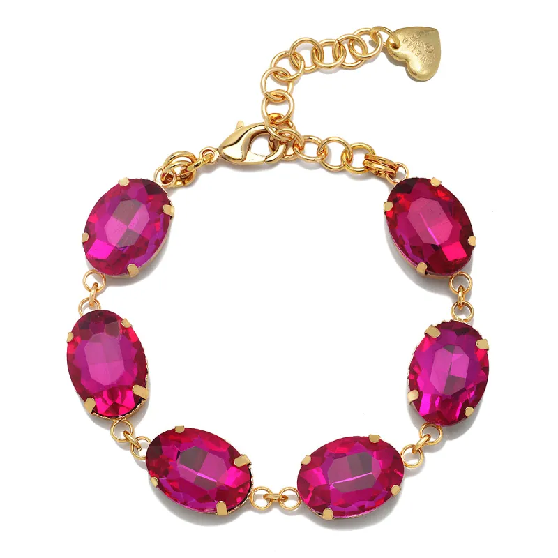 London Oval Cut Bracelet-Fuchsia sold by Amelia Rose Design
