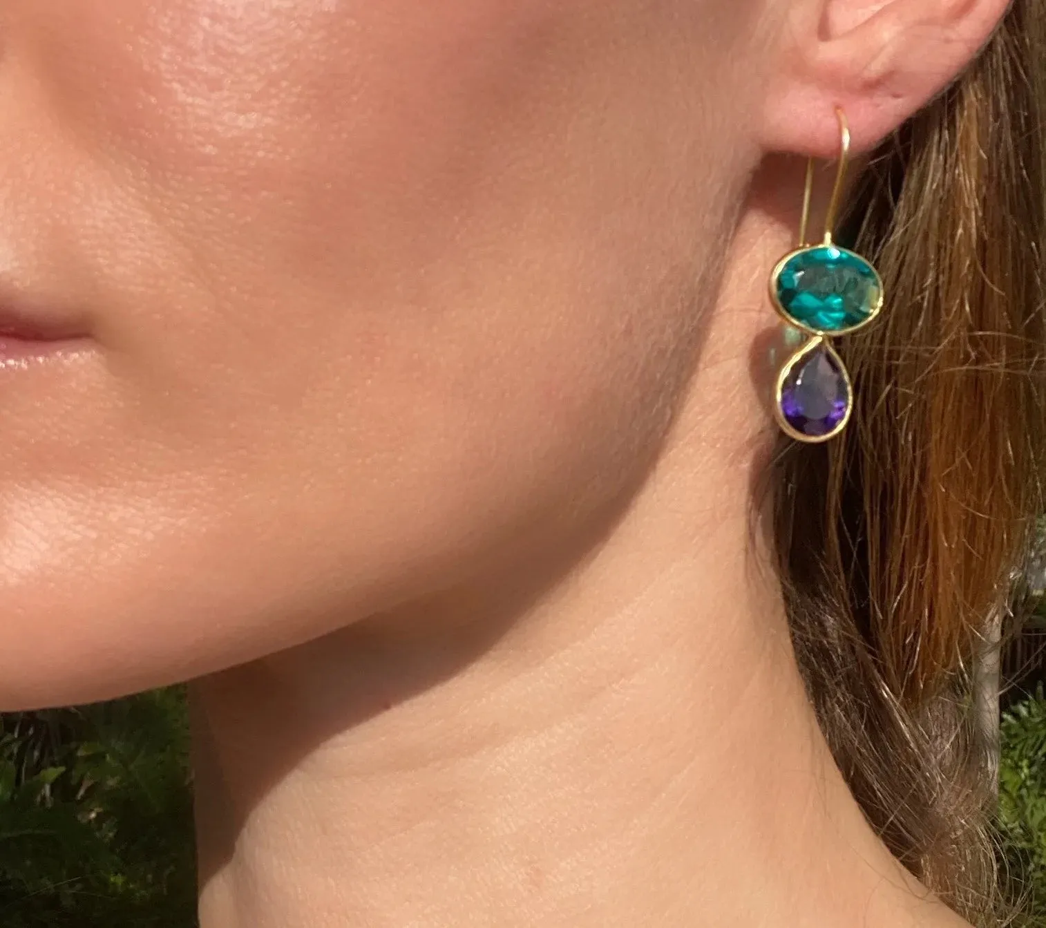 Valencia Teardrop Earring- Teal & Violet Gold sold by Amelia Rose Design product image thumbnail 2