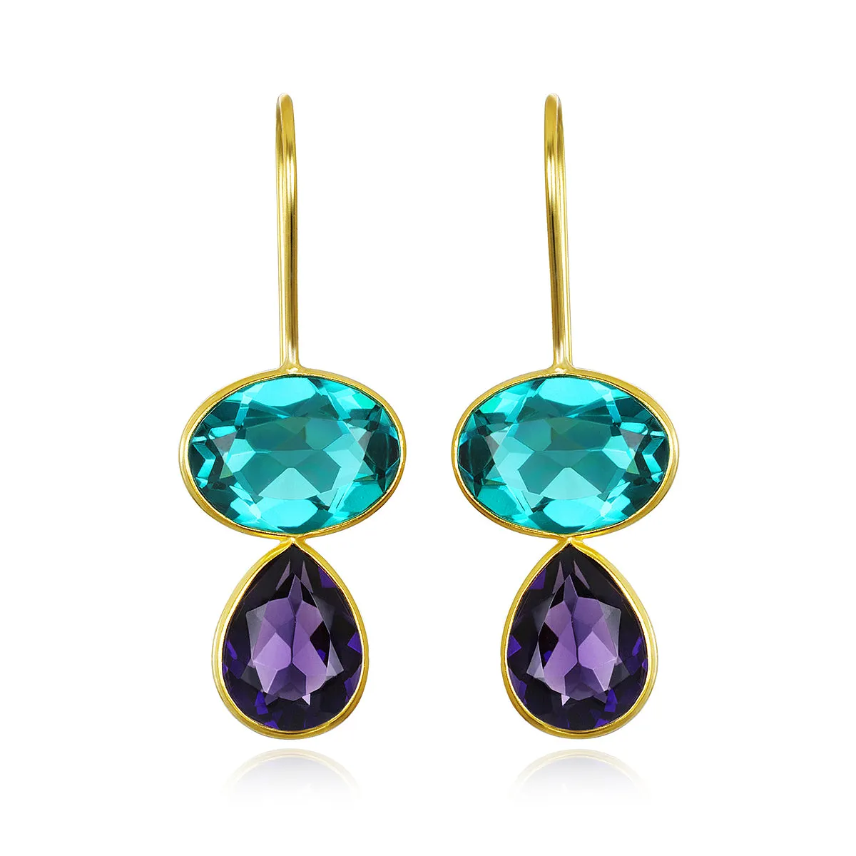 Valencia Teardrop Earring- Teal & Violet Gold sold by Amelia Rose Design
