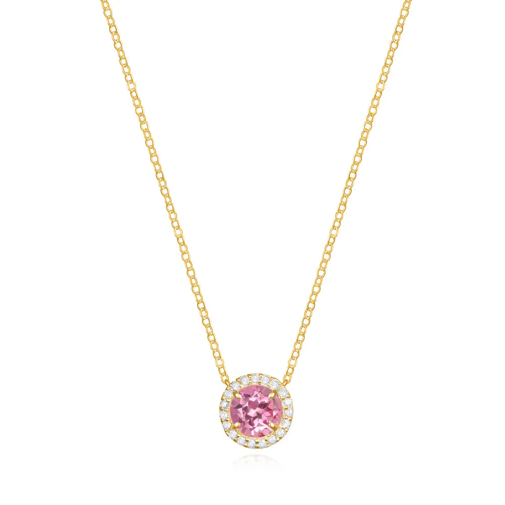 Diamond & Birthstone Necklace- October Pink Topaz sold by Amelia Rose Design product image thumbnail 2
