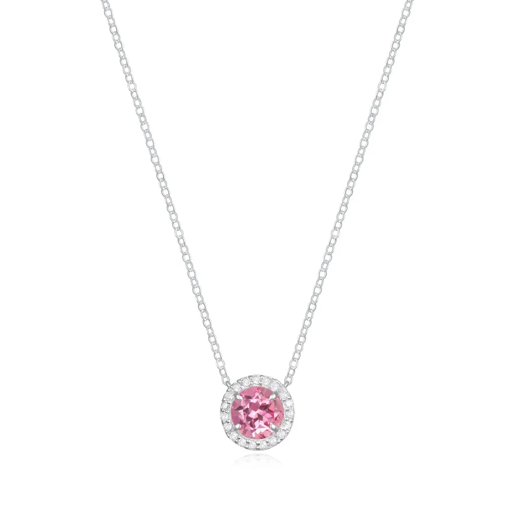 Diamond & Birthstone Necklace- October Pink Topaz sold by Amelia Rose Design