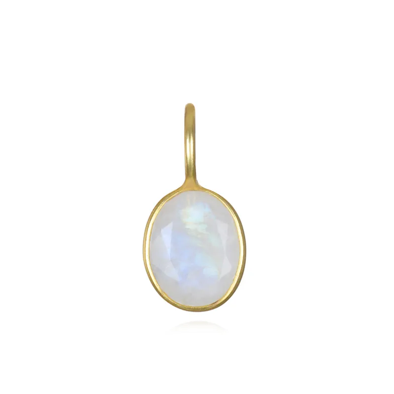 NEW! Rainbow Moonstone Oval Charm sold by Amelia Rose Design