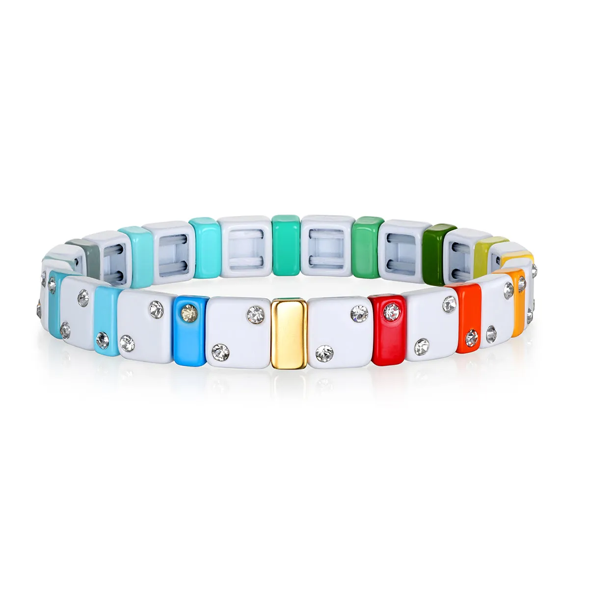 CZ Enamel Bracelet-White & Rainbow sold by Amelia Rose Design