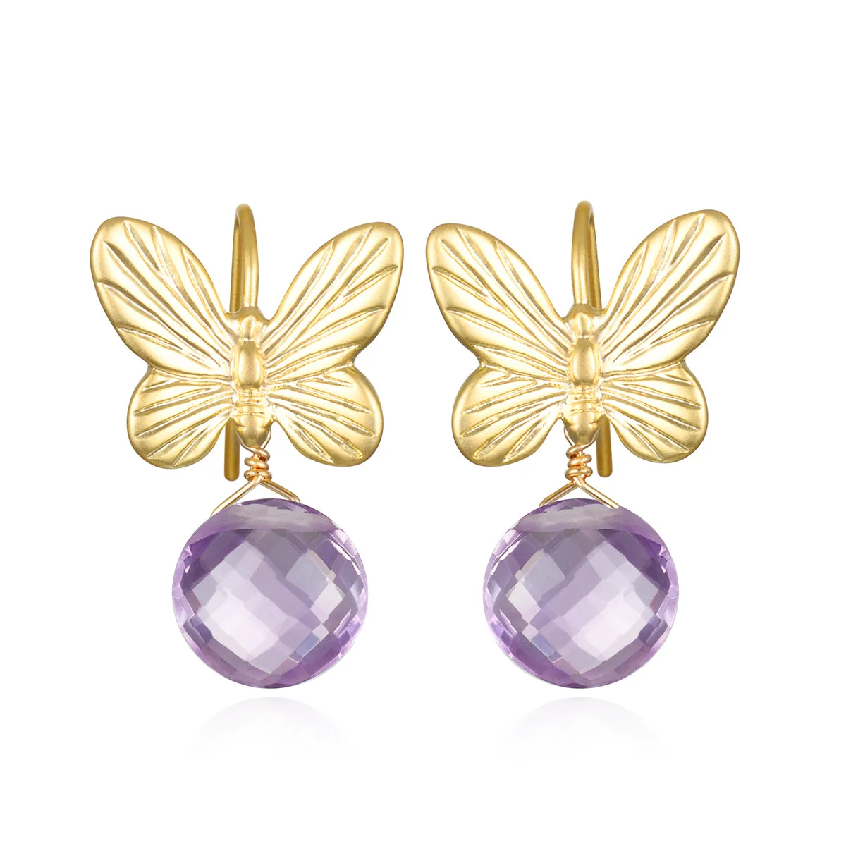New! Pink Amethyst Butterfly Dangles sold by Amelia Rose Design