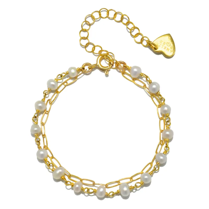 New! Gemstone Paperclip Bracelet-Freshwater Pearl sold by Amelia Rose Design