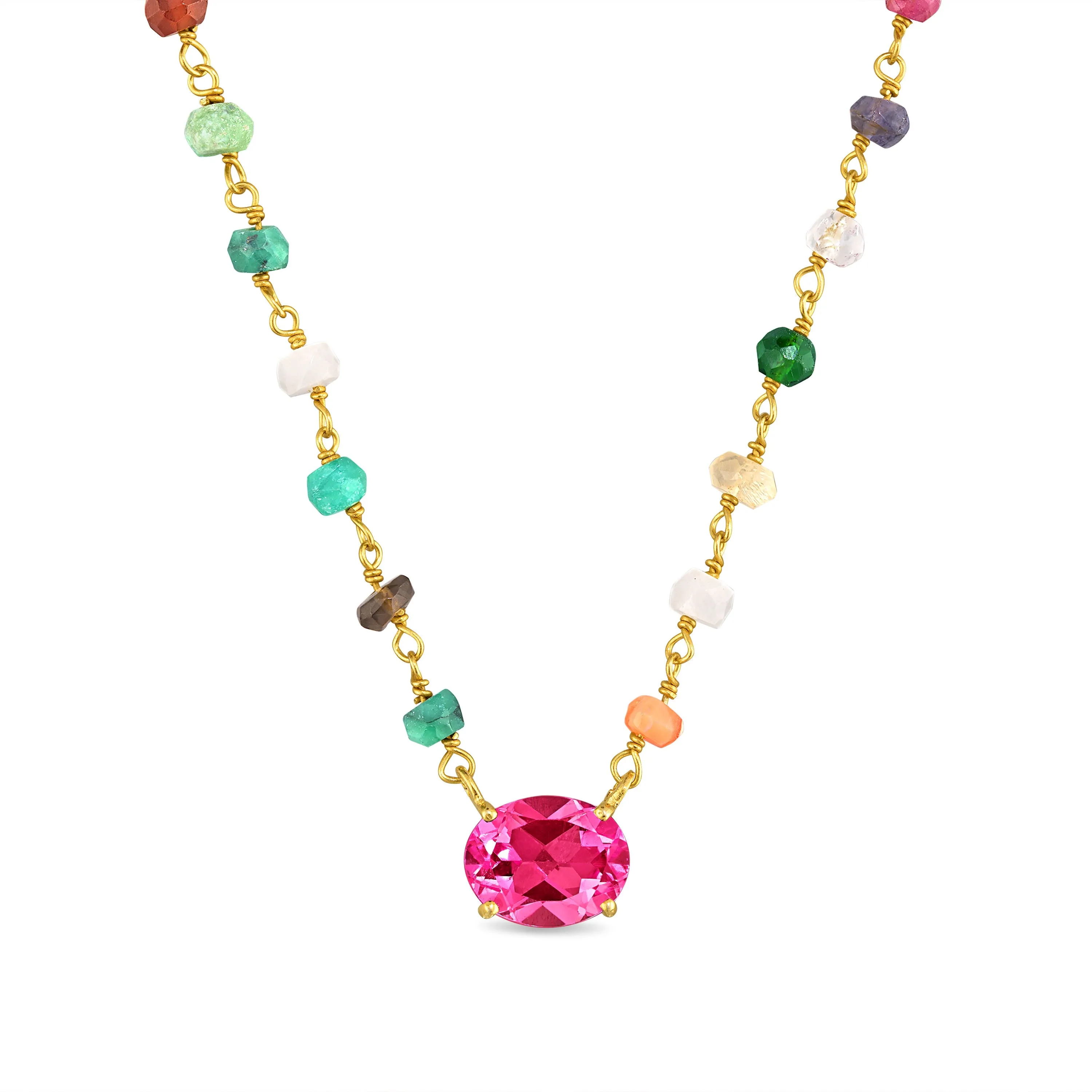 Rainbow Gemstone Pendant - Pink Topaz sold by Amelia Rose Design