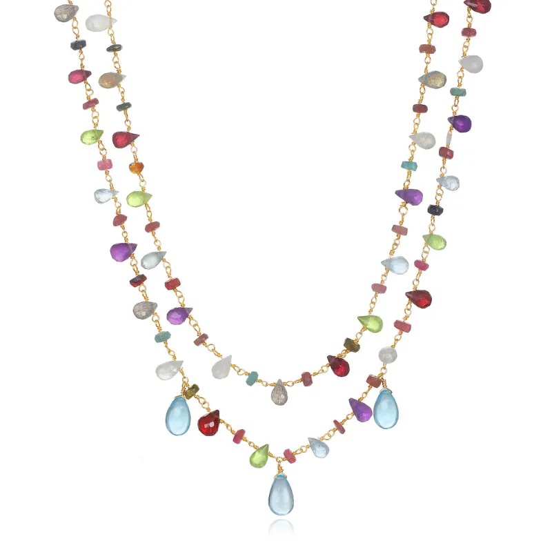 Layered Wildflower Gems Necklace-Sky Blue Topaz sold by Amelia Rose Design