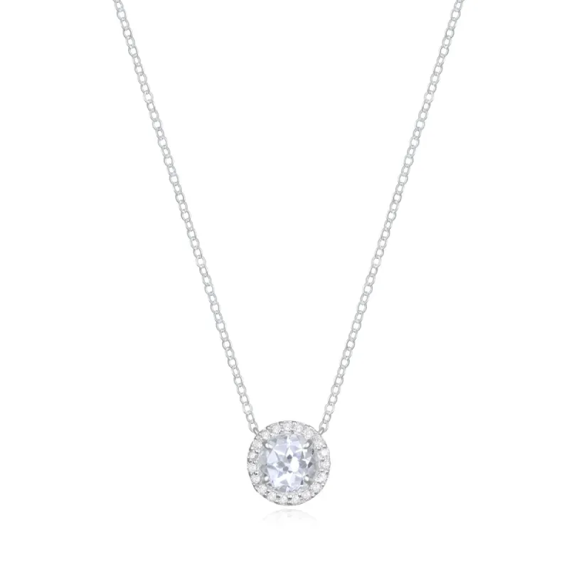Diamond & Birthstone Necklace- April White Topaz sold by Amelia Rose Design