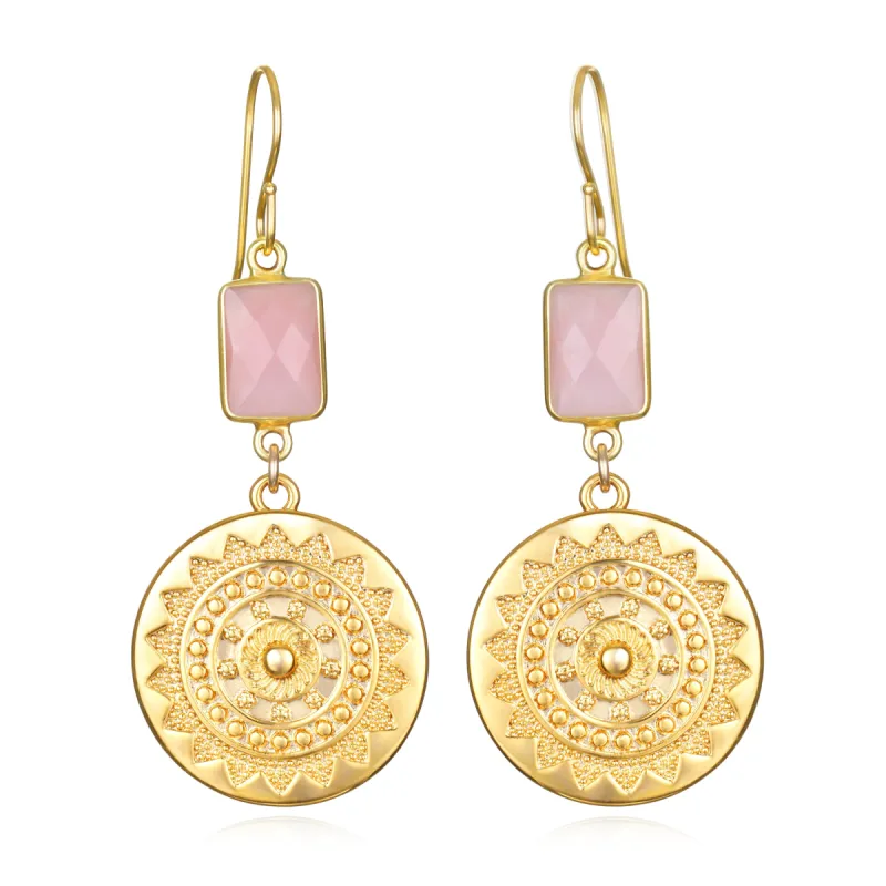 Sun Medallion Dangles - Pink Opal sold by Amelia Rose Design