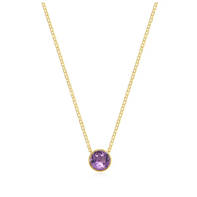 Birthstone Solitaire Necklace-February Amethyst sold by Amelia Rose Design