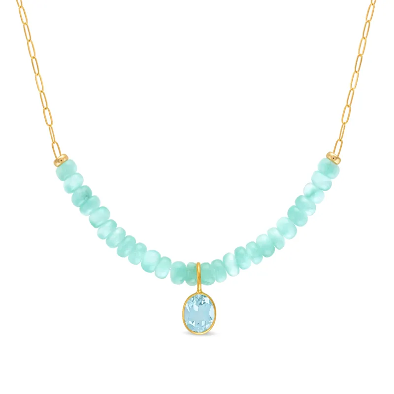 Beaded Charm Necklace - Angelite & Sky Blue Topaz sold by Amelia Rose Design