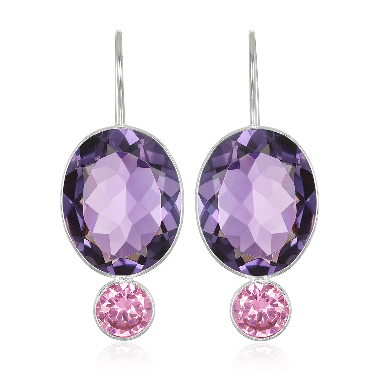 Valencia Grand Oval Earring-Violet Silver sold by Amelia Rose Design
