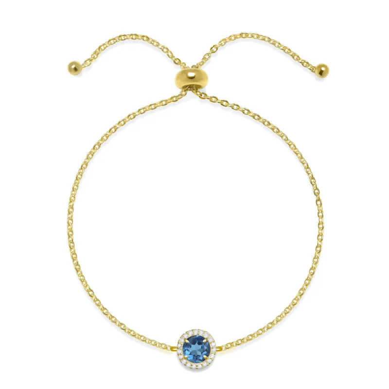 Birthstone & Diamond Bracelet- September London Blue Topaz sold by Amelia Rose Design
