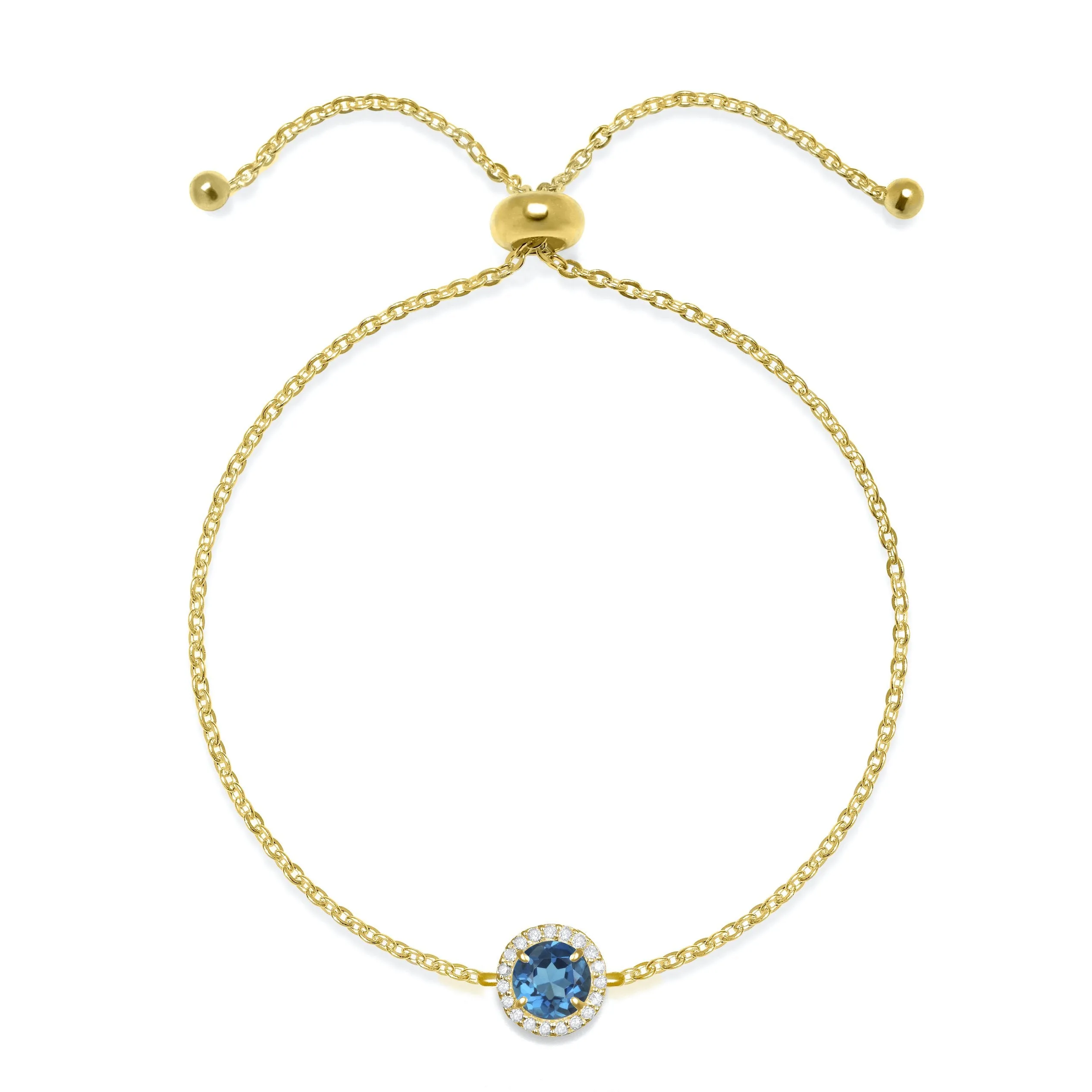 Birthstone & Diamond Bracelet- September London Blue Topaz sold by Amelia Rose Design