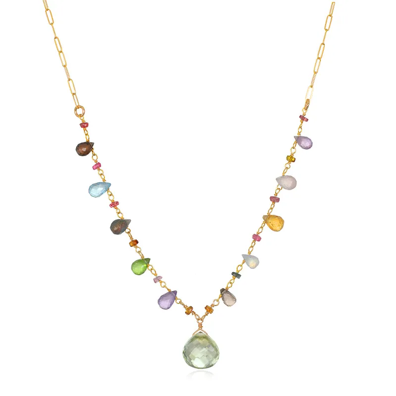 Wildflower Paperclip Necklace-Green Amethyst sold by Amelia Rose Design