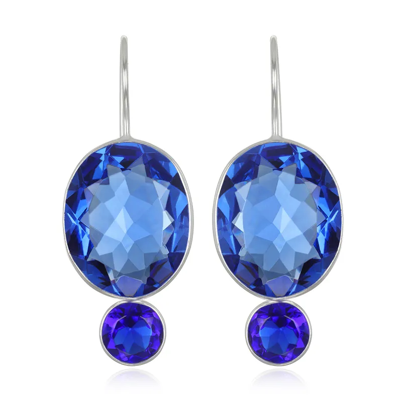 Valencia Grand Oval Earring-Hydrangea Silver sold by Amelia Rose Design