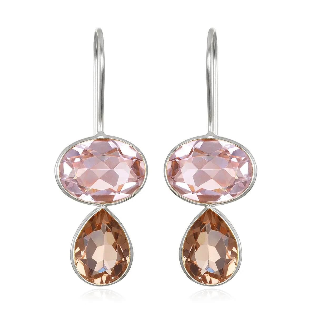 Valencia Teardrop Earring-Blush & Champagne Silver sold by Amelia Rose Design