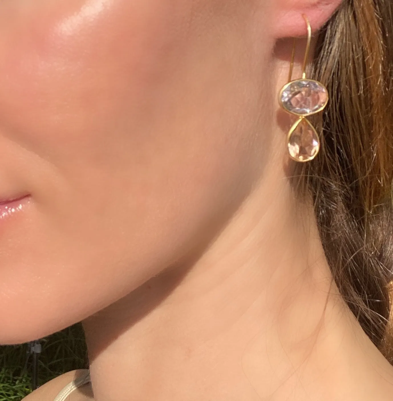Valencia Teardrop Earring-Blush & Champagne Silver sold by Amelia Rose Design product image thumbnail 2