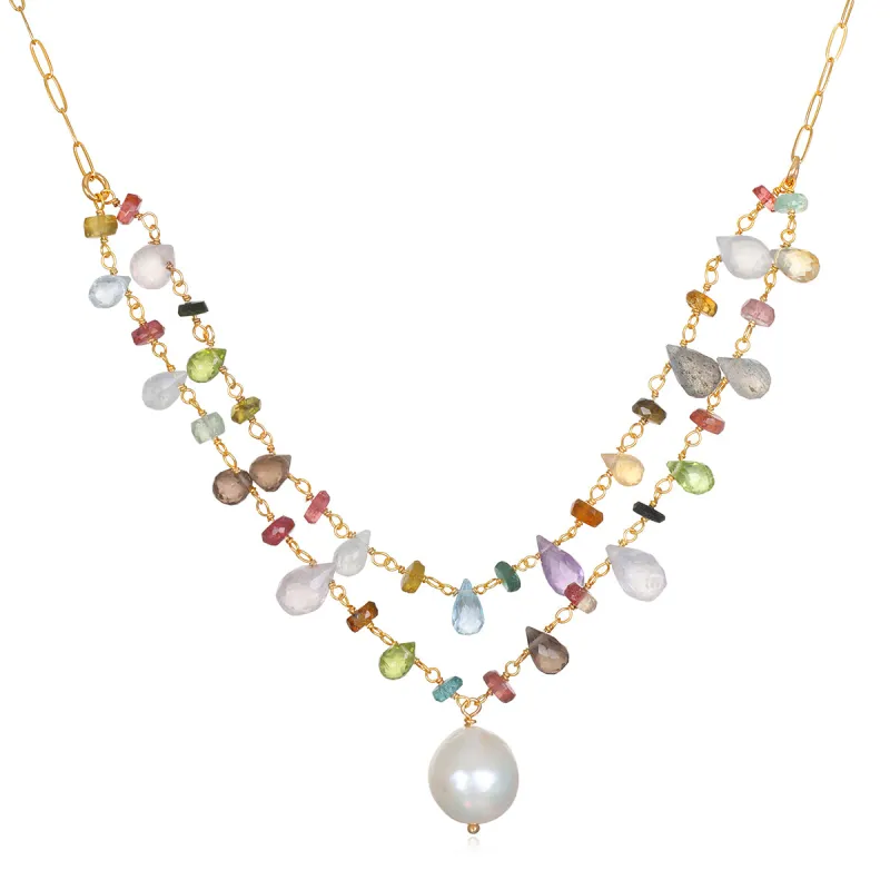 New! Layered Wildflower Baroque Pearl Necklace sold by Amelia Rose Design