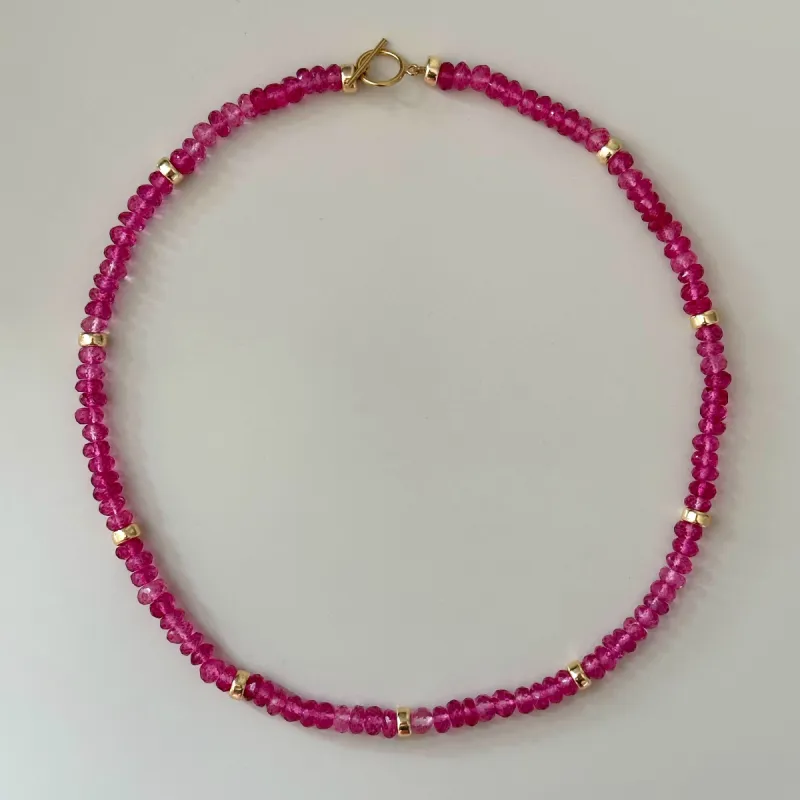 Pink Topaz Collar Necklace sold by Amelia Rose Design