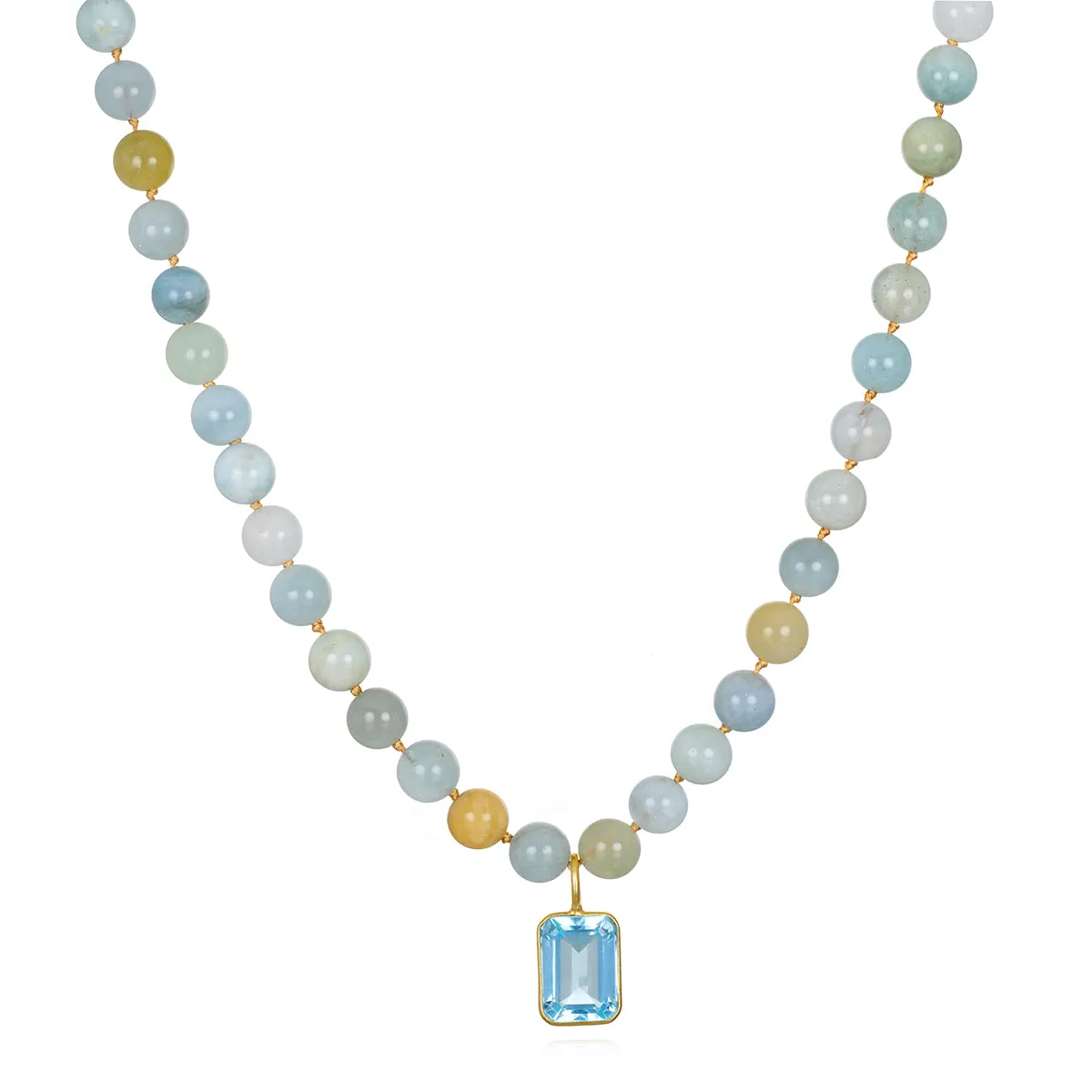 New! Aquamarine & Sky Blue Topaz Knotted Necklace sold by Amelia Rose Design