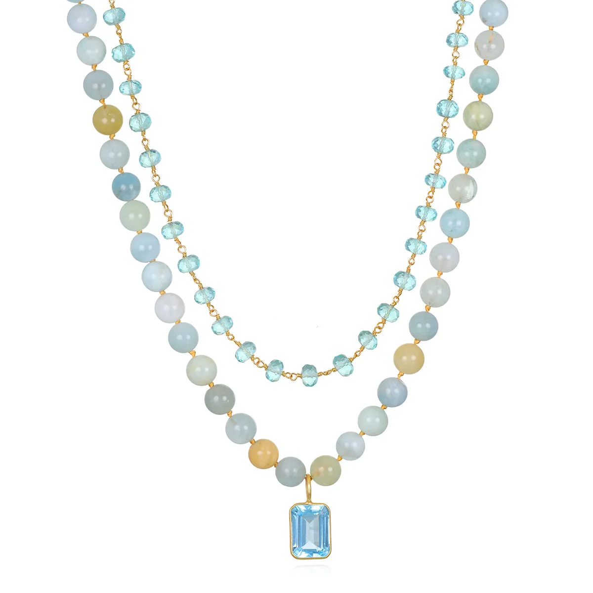 New! Aquamarine & Sky Blue Topaz Knotted Necklace sold by Amelia Rose Design product image thumbnail 3