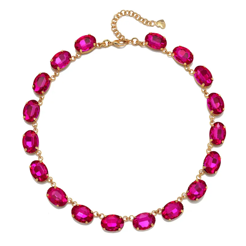 London Oval Cut Choker-Fuchsia sold by Amelia Rose Design