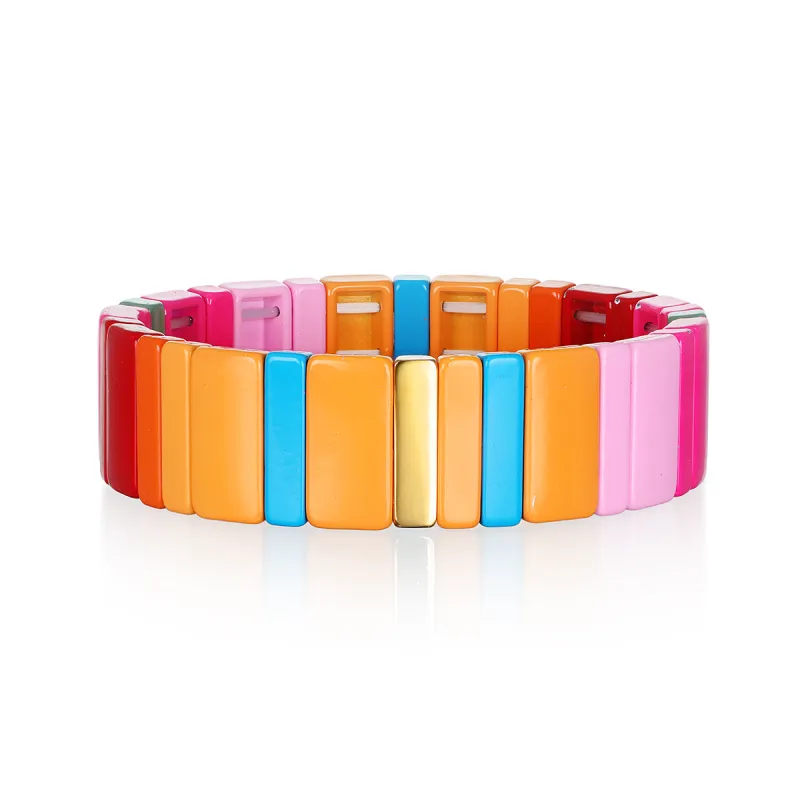 Enamel Tile Bracelet - Mango sold by Amelia Rose Design