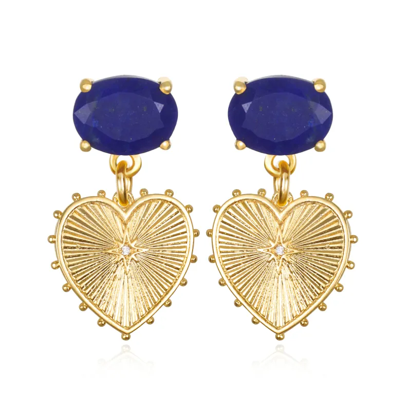 New! Beaded Heart Posts-Lapis sold by Amelia Rose Design