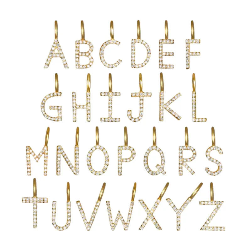 Diamond Letter Charm Gold sold by Amelia Rose Design