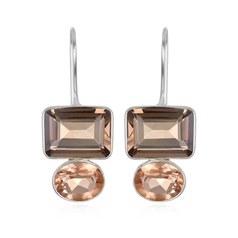 Valencia Earring-Smoky & Champagne Silver sold by Amelia Rose Design