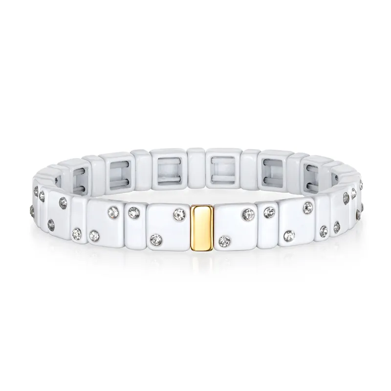 CZ Enamel Bracelet-White sold by Amelia Rose Design