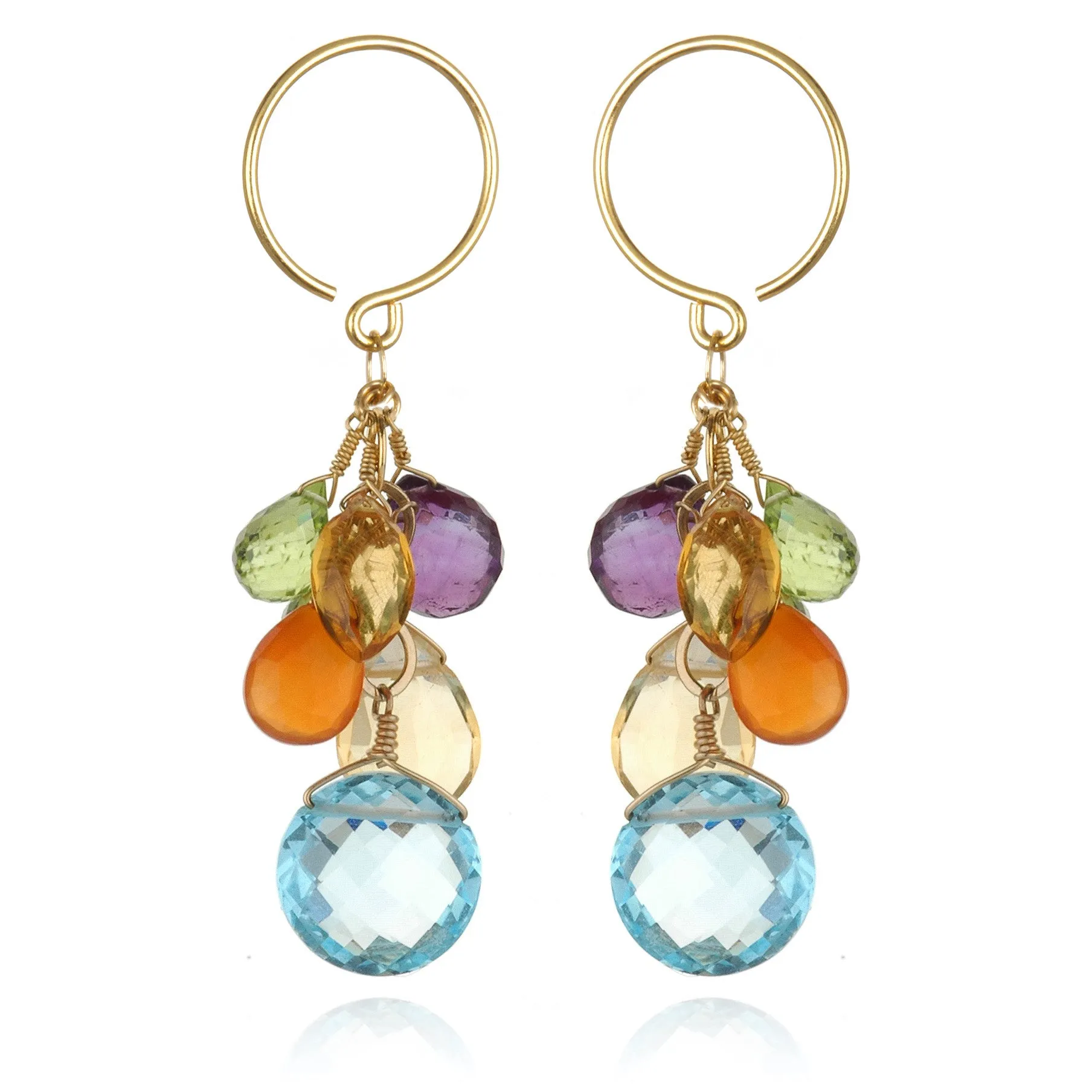 Coin Dangle Earrings - Sky Blue Topaz sold by Amelia Rose Design