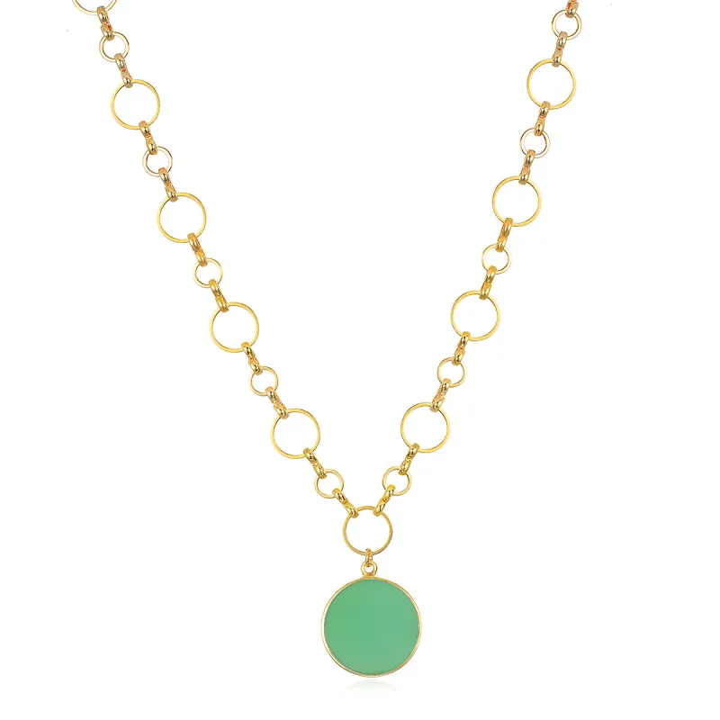 Coin Necklace- Green Chalcedony sold by Amelia Rose Design
