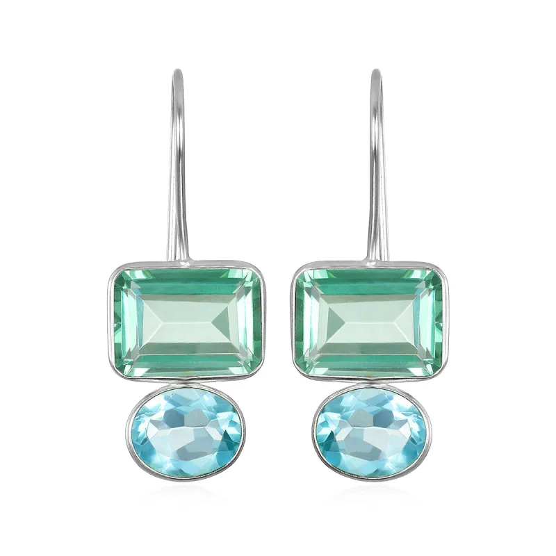 Valencia Earring-Aquamarine & Sky Blue Silver sold by Amelia Rose Design