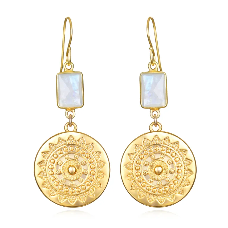 New! Sun Medallion Dangles - Rainbow Moonstone sold by Amelia Rose Design
