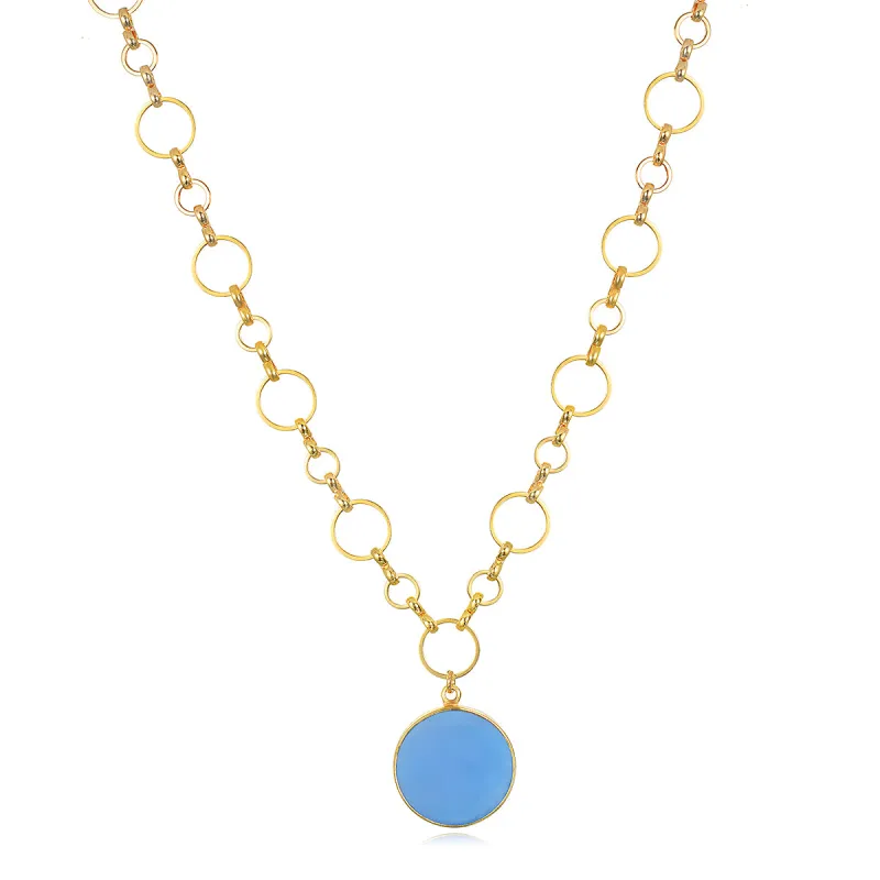 Coin Necklace-Blue Chalcedony sold by Amelia Rose Design
