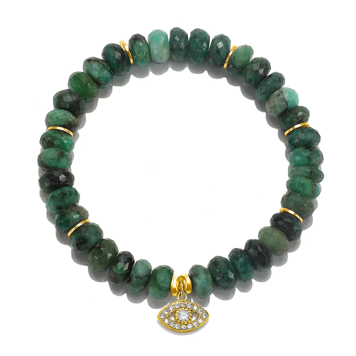 Evil Eye Beaded Bracelet - Emerald sold by Amelia Rose Design